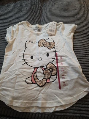 Camiseta para niñas Hello Kitty Kitty Kitty manga corta blanca 4/5 algodón poliéster Foto 1 de 4
