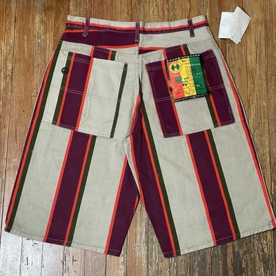 Pantalones Cortos De Colección Años 90 Colores Cruzados Talla 36 Jeans Denim A Rayas Hip Hop Nuevos con Etiquetas Nos Foto 1 de 4