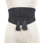 Women Vintage Elastic Tassel Dress Corsets Waistband Hanfu Belts Wide Belt