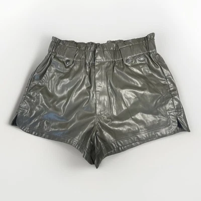 NWT Dear John Faux Leather Shorts Womens Sz M Dark Green Edgy Rocker Grunge Chic - Image 1 of 4