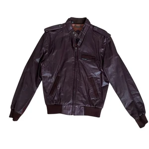 Vintage 80s Members Only Burgundy Brown Moto Bomber Jacket Mens 38 Medium - Picture 1 of 8