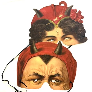 Lotto 2 maschere occhio di diavolo vittoriane rare vintage collezione H&P Inghilterra Madame Tussauds* - Foto 1 di 9