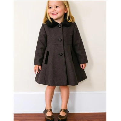 Chaquetón Rothschild gris imitación lana negro terciopelo borde trasero adorable 2T Foto 1 de 4