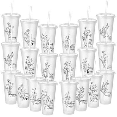 20 Piezas Regalo Cristiano Plástico Versículo Bíblico Escrituras Tazas A Granel 24oz Religioso... Foto 1 de 4