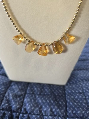 Collar Citrino Dorado, Único, Cierre y Cuentas 14K GF, 18" Foto 1 de 4