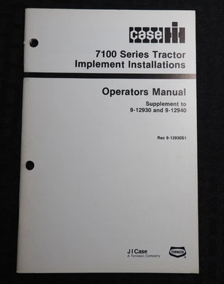 1987-1993 GENUINE CASE IH 7110 7120 Tractor Implement Install Operators Manual - Image 1 of 4