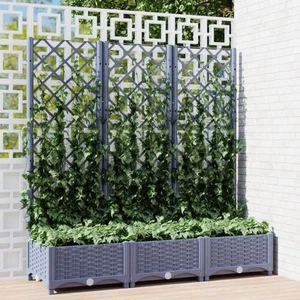 vidaXL Jardinera con enrejado PP gris oscuro 120x40x121,5 cm - Imagen 1 de 8