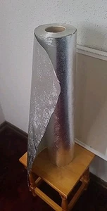 Rotolo carta da imballaggio regalo vintage grandi magazzini larghezza 26" argento Starburst - Foto 1 di 10