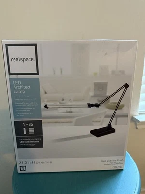 Lámpara de Escritorio Realspace Architect Negra y Plateada 3 Puntos Brazo Ajustable y Pantalla Nueva Foto 1 de 4