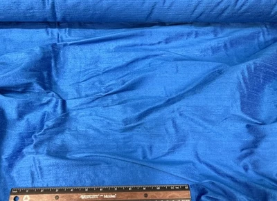 Iridescent Royal Blue Dupioni 100% Silk Fabric, 54" Wide, By The Yard (S-114C) - Image 1 of 4