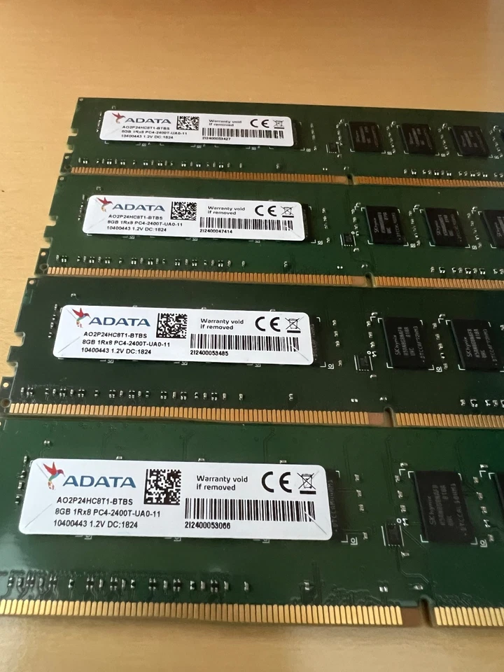 ADATA AO2P24HC8T1-BTBS 32GB 4x8GB PC4-2400T-UA0-11 - Image 1 of 1