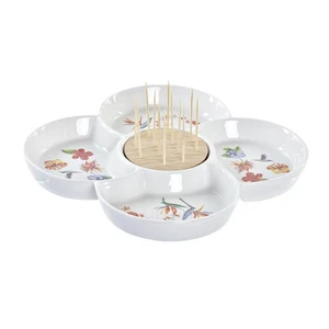 Bandeja de Aperitivos DKD Home Decor Multicolor Natural Bambú Gres Tropical 2 - Imagen 1 de 3