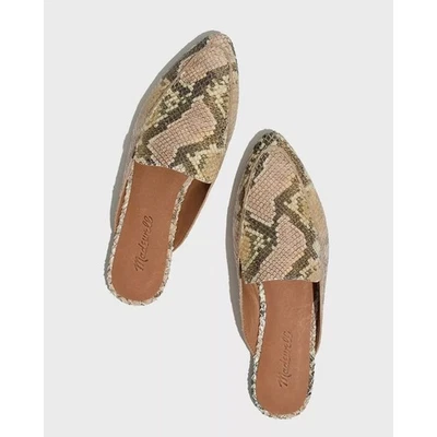 Mocasín Madewell Crema/Negro Piel de Serpiente Estampado The Frances Skimmer Mule Talla 9.5 Foto 1 de 4