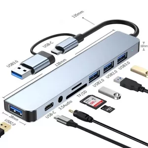 8-in-2 USB-C Hub Dockingstation mit Audio, MicroSD Kartenleser für Laptop/Tablet - Bild 1 von 6