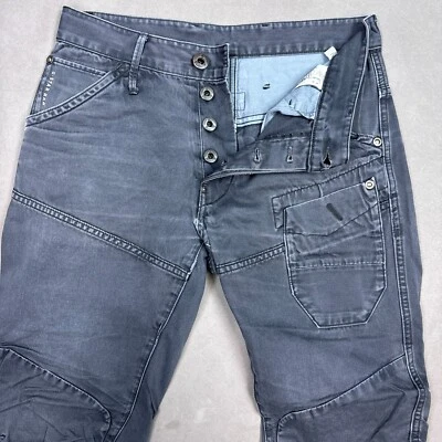 G Star Raw Jeans Men 30x32 Black Skiff Moto Double Knee Military Ins Altered - Image 1 of 4