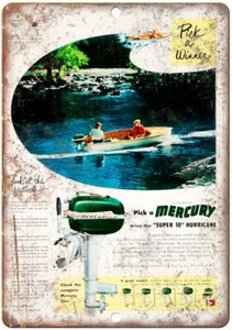 Mercury Outboard Motor Boat Vintage Ad Reproduction Metal Sign L96 - Picture 1 of 2