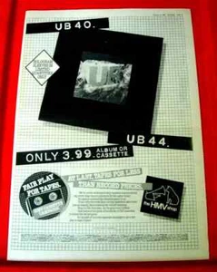 UB40 UB44 Vintage ORIGINAL 1982 Press/Magazine ADVERT Poster-Size Reggae - Picture 1 of 3