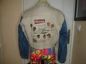 BLOUSON COURT VINTAGE EN JEAN ET CUIR BEIGE CHEVIGNON TAILLE L - Imagen 1 de 21