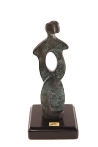 Vtg Jorge Coste Art Deco Abstract Woman & Man Verdigris Bronze Sculpture Statue - Picture 1 of 12