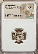 Roman 193-211 AD Septimius Severus AR Denarius Silver NGC XF Extremely Fine