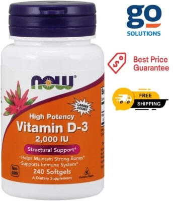 NOW Suplementos, Vitamina D-3, 2000 UI, Alta Potencia, Soporte Estructural Foto 1 de 4