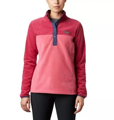 Pullover polar Columbia Benton Springs medio broche exterior rosa/rojo pequeño usado en excelente estado Foto 1 de 4