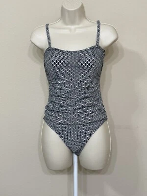 DKNY Women's Black & White Geometric Print Adjustable Strap One Piece Swimsuit M - Image 1 of 4