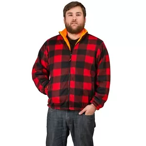 HERREN BUFFALO ROT KARIERT & SICHERHEIT ORANGE WENDBAR OUTDOORMAN ARBEITSBEKLEIDUNG JACKE - Bild 1 von 4