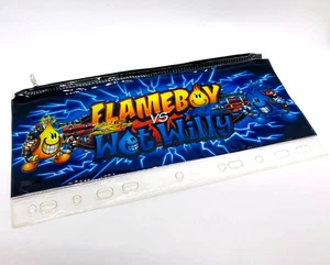 Rare HTF World Industries Flameboy Vs Wet Willy Vinyl Pencil Case Pouch Colorful - Picture 1 of 9