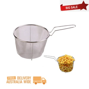 Deep Fry Stainless Steel Mesh Basket Strainer Handle Chips Fries Round 18cm _AU - Picture 1 of 4