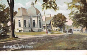 Postal Library Street Scene Belfast Maine 1907 - Imagen 1 de 2