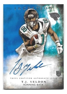 T.J. YELDON 2015 Topps Inception Blue auto /25 Jacksonville Jaguars Rookie RC - Image 1 of 2