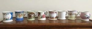 8 Antique Shaving Mugs 19th early 20th c. marked Germany, France & Leo C. Benitz - Picture 1 of 10
