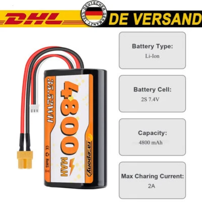 7,4 V 4800mAh 2S Li-Ion Batterie mit XT30-Stecker für RadioMaster TX16S Sender - Bild 1 von 4