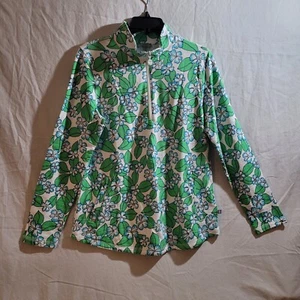 T by Talbots Womens Colorful Cotton Spandex Floral Pullover 1/4 Zip Sz S SKU#050 - Picture 1 of 8