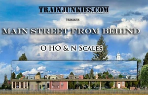 Telón de fondo de ferrocarril modelo TrainJunkies calle principal desde detrás - Imagen 1 de 6