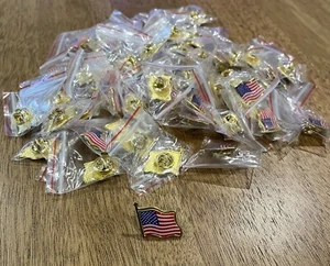 LOTE de 50 alfileres de solapa de bandera estadounidense ondeando Estados Unidos EE. UU. Tack insignia patriótica - Imagen 1 de 2