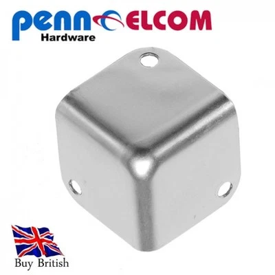 PENN ELCOM 8 x Medium Steel Flat Corners with 5mm Radius Flight Case Fittings
