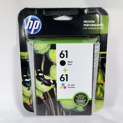 HP 61 Black & x2 61 Tri-Color Combination Ink Cartridges Genuine Exp 2017 Sealed - Image 1 of 4