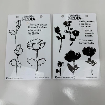 Carimbos de borracha Ranger Dina Wakley Media - Sempre flores e momentos - Imagem 1 de 4