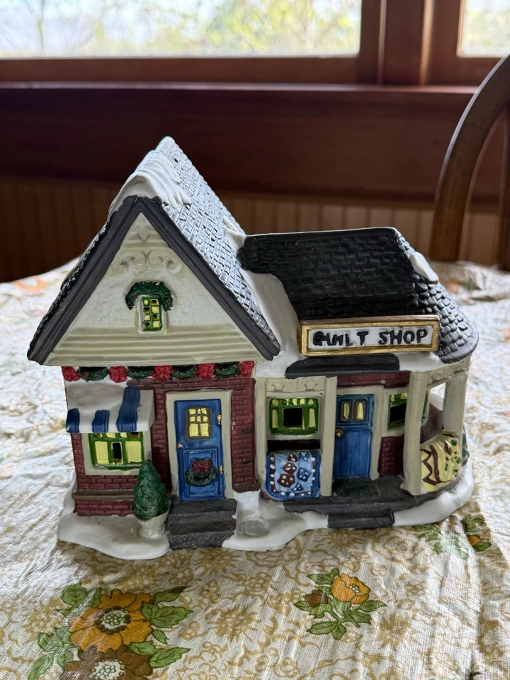 Santa's Workbench Towne Series Front Porch Quilt Shop Not Lighted - Image 1 of 4