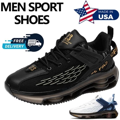 Mens Breathable Non-slip Sport Shoes Outdoor Athletic Walking Jogging Tennis Gym - Image 1 of 4