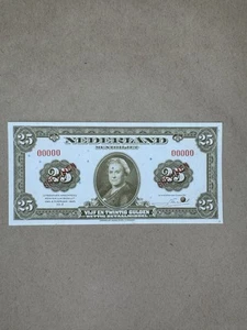 25 GULDEN NETHERLANDS - MUNTBILJET - STATE NOTE 1943 ISSUE SPECIMEN A107 - Picture 1 of 6