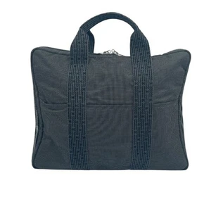 Hermes Air Line Briefcase Gray Nylon Canvas Women's Shoulder Bag Accessary - Picture 1 of 17