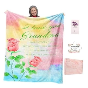 Throw Blanket for Grandma, Soft Cozy 50x60 Inch 60" x 50" Red Rose-grandma a - Picture 1 of 7