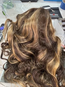 100% Human Hair 13x4 Highlight Wavy 4-27 150% Density 22 Inch - Picture 1 of 8