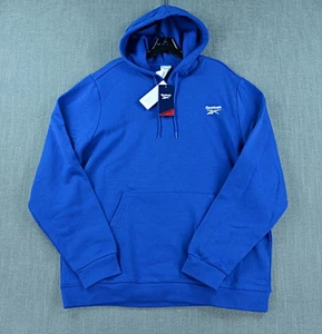 Reebok Hoodie Men's XL Blue Pullover Logo Fleece Hooded Sweatshirt NWT - Picture 1 of 11