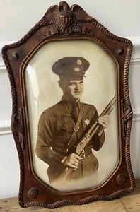 Antiker konvexer Militärrahmen Blase gebogenes Glas MP Foto Winchester Graben - Bild 1 von 16