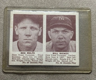 Red Rolfe Bill Dickey Double Play Baseball Card Yankees - Image 1 of 2