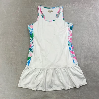 Vestido Lilly Pulitzer Luxletic Niños Sin Mangas Blanco Colorido Estampado Floral L Foto 1 de 4